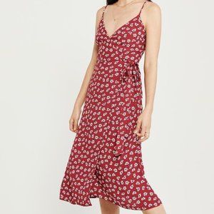 A&F Floral Wrap-Front Midi Cami Dress